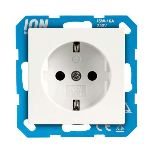 ION, wandcontactdoos (WCD) 1-voudig, V1/J1, inbouw, Mat wit, steekklem