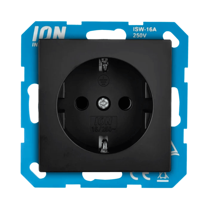 ION, wandcontactdoos (WCD) 1-voudig, V1/J1, inbouw, Mat zwart, steekklem