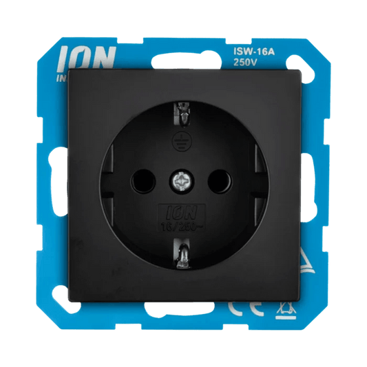 ION, wandcontactdoos (WCD) 1-voudig, V1/J1, inbouw, Mat zwart, steekklem