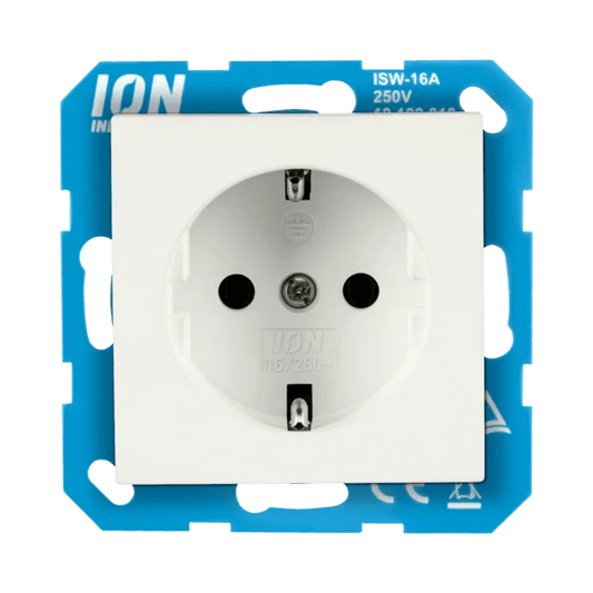 ION, wandcontactdoos (WCD) 1-voudig, E1, inbouw, Mat wit, steekklem