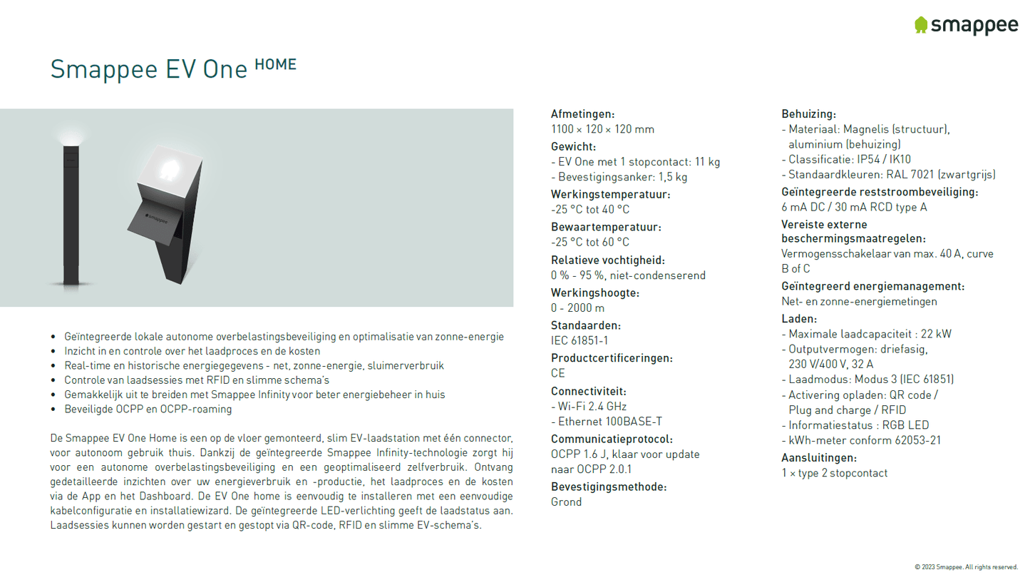 Smappee EV-One Home (zwart) 3-Fase 22kW.