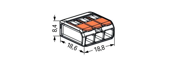 Wago, 3-voudig klemlasdoppen, 0,14-4mm², soepel en/of massieve aders.