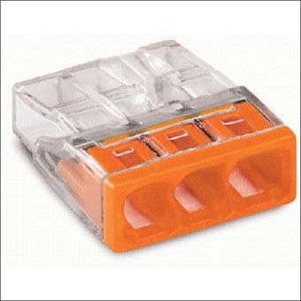 Wago, 3-voudig steeklasdoppen, 0,5-2,5mm², massieve aders.